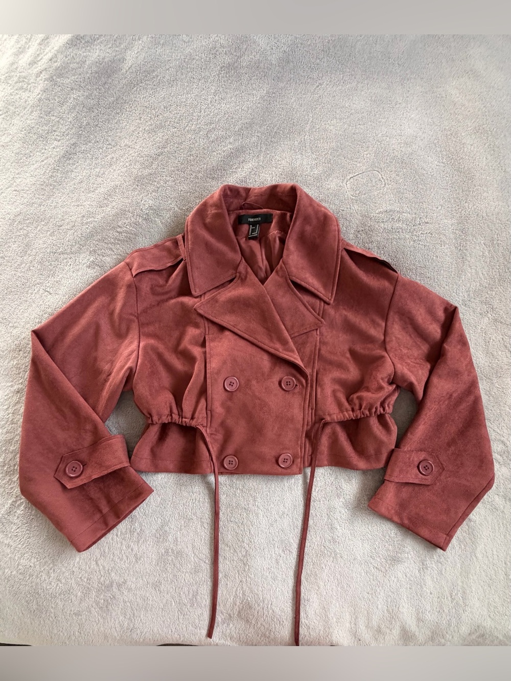 Cropped Double-Breasted Women’s Suede Jacket Size S